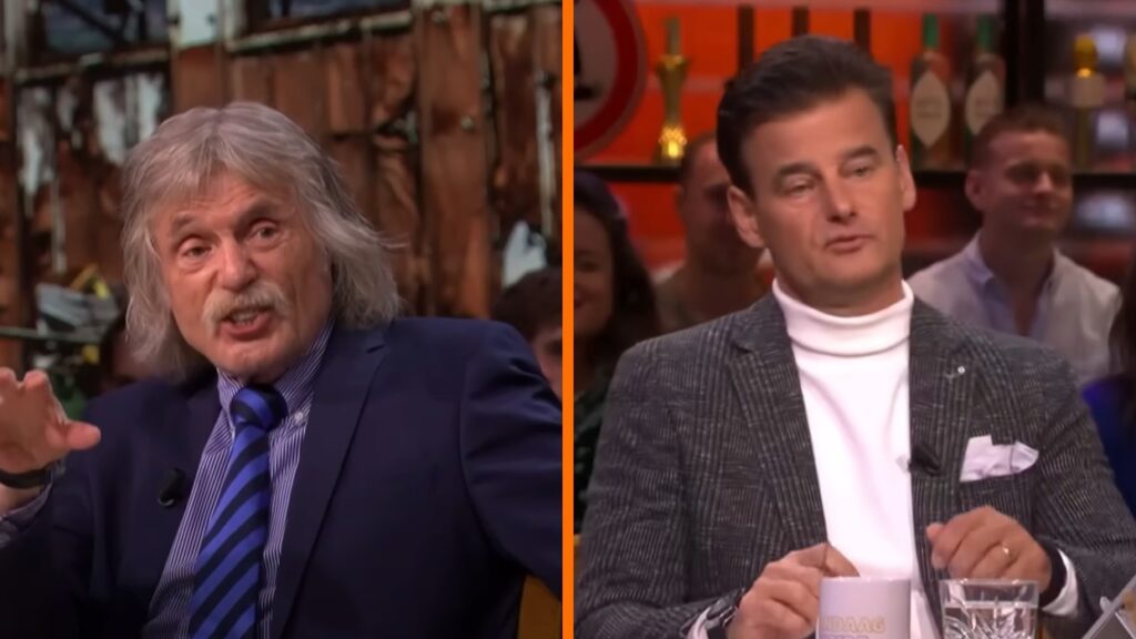 Johan Derksen is helemaal klaar met Wilfred Genee 'Ik trek je coltrui over je kop!'