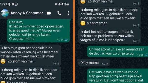 'Moeder' drijft Whatsapp-oplichter compleet tot wanhoop door hem een dag lang aan het lijntje te houden