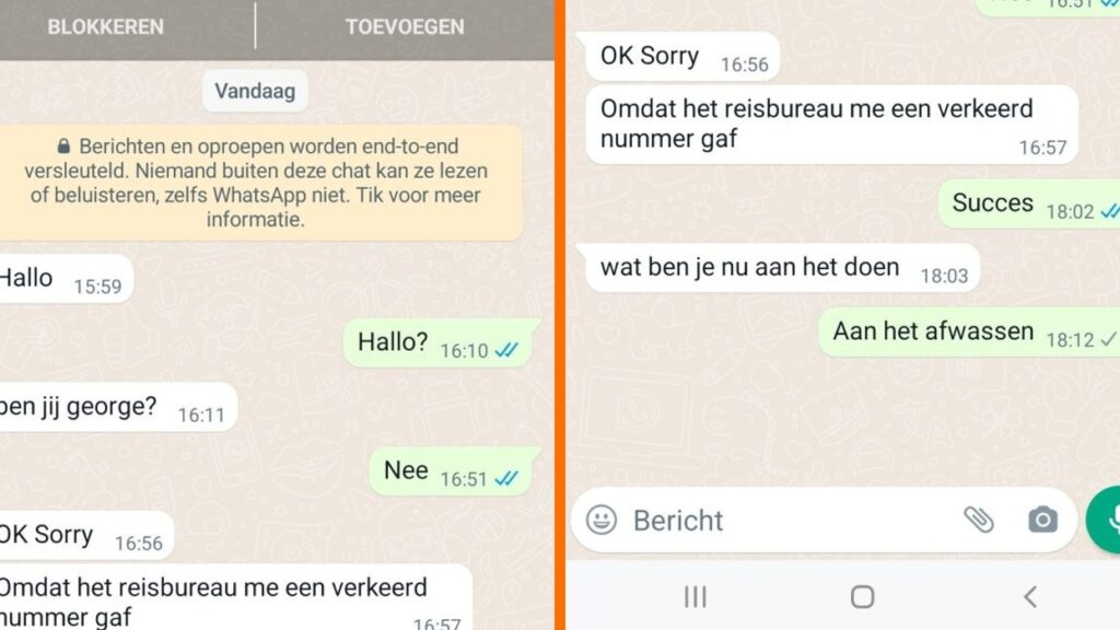 Gast ontvangt 'verkeerd verstuurd appje' van onbekende waarna het gesprek vreemder en vreemder wordt