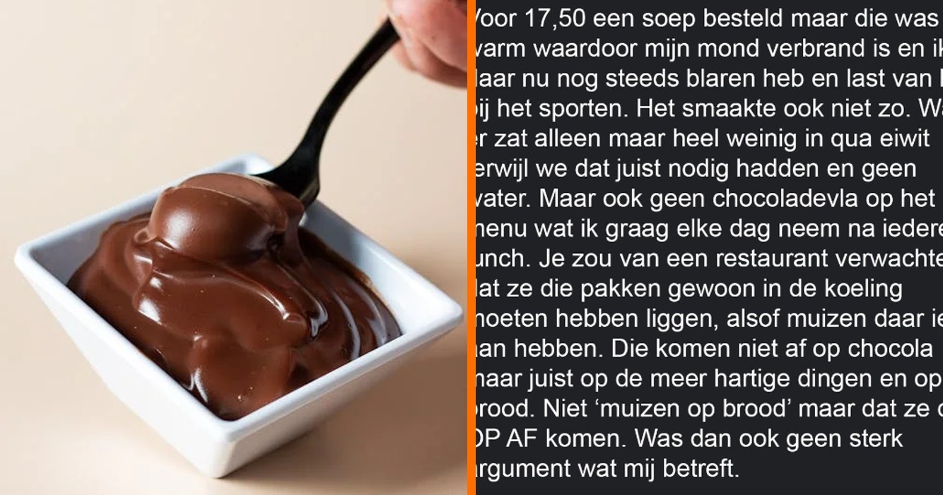 Man schrijft slechte restaurant-review omdat ze geen chocoladevla hadden