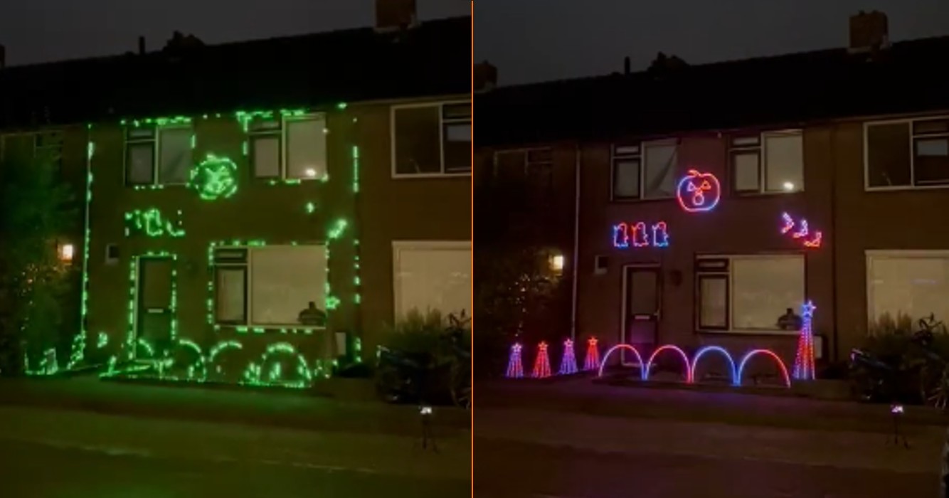 Buren hebben Halloween-lichtshow die misschien een klein beetje over the top is