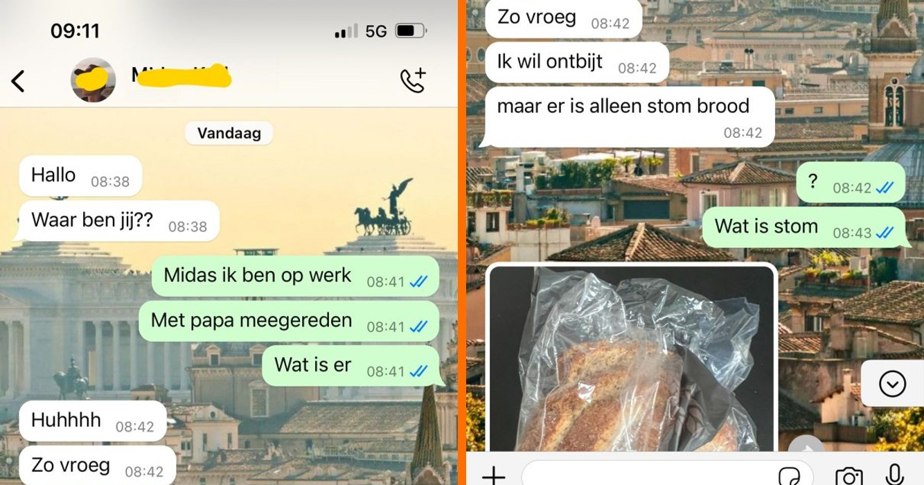 Puberzoon boos op moeder omdat er alleen maar 'stom brood' in huis is