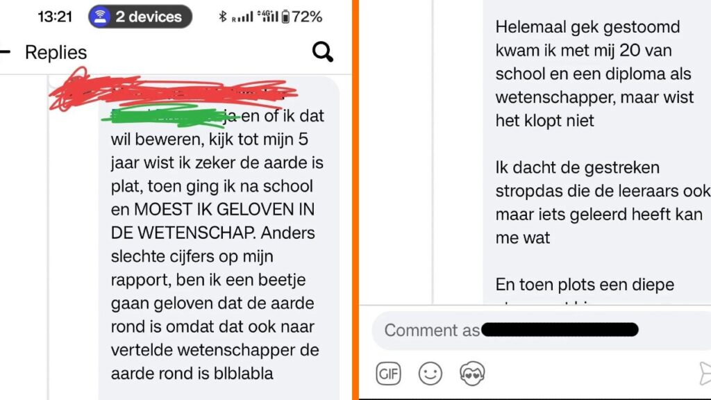 Gast denkt dat aarde plat is omdat hij niet weet hoe een waterpas werkt