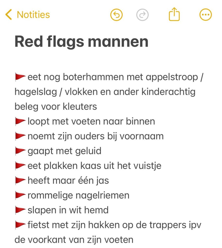 Bizarre lijst van dame met 'red flags' voor mannen gaat knettertjeviral