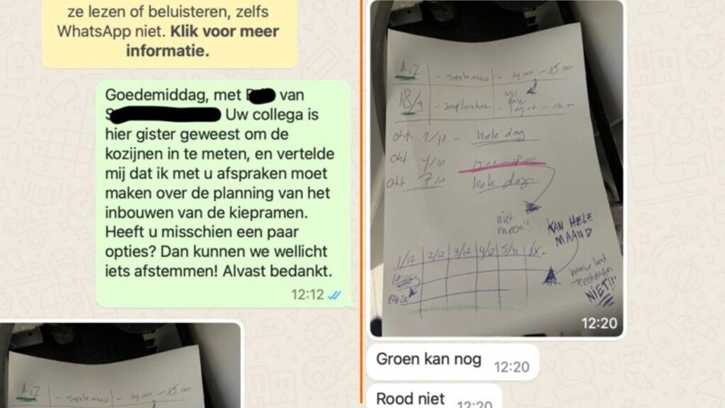 Afspraak maken met niet al te sympathieke medewerker van een klusbedrijf loopt niet bepaald soepel