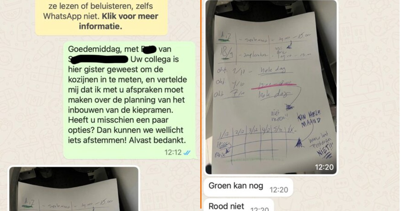 Afspraak maken met niet al te sympathieke medewerker van een klusbedrijf loopt niet bepaald soepel