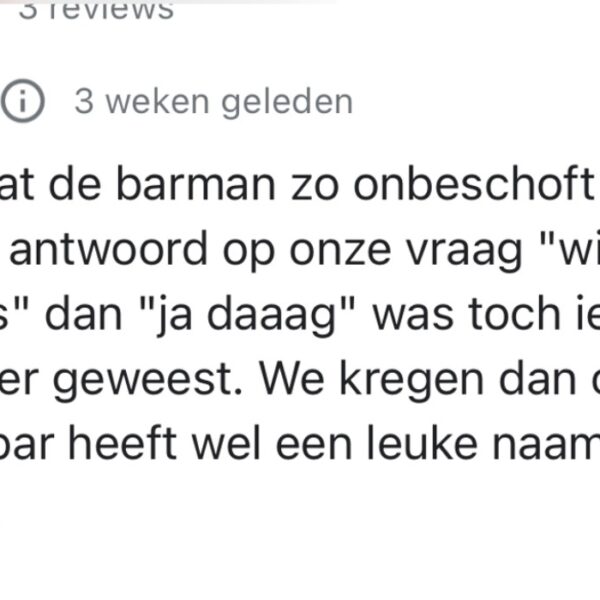 De reactie van de biercafe eigenaar