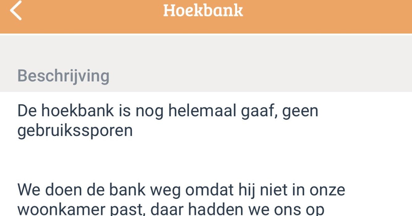 Hoekbank te koop op Marktplaats, maar het is de beschrijving die de show steelt!