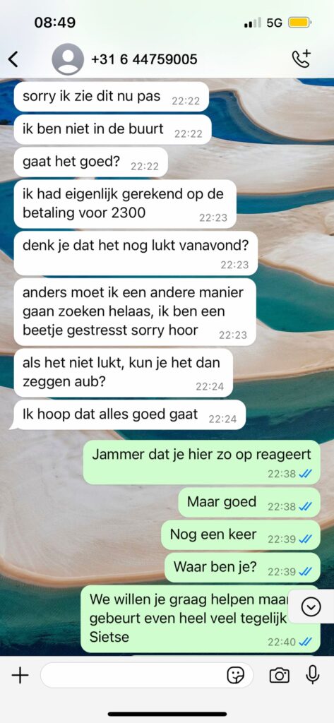 WhatsApp oplichter terugpakken