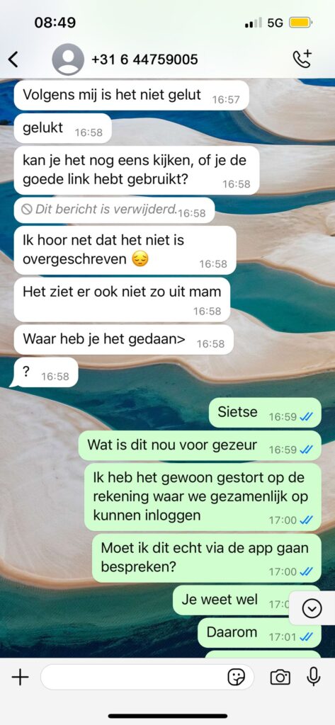 WhatsApp oplichter terugpakken