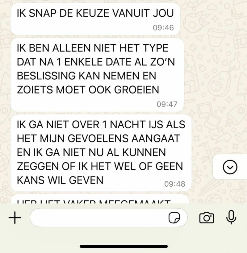 Tinder date gesprek screenshot