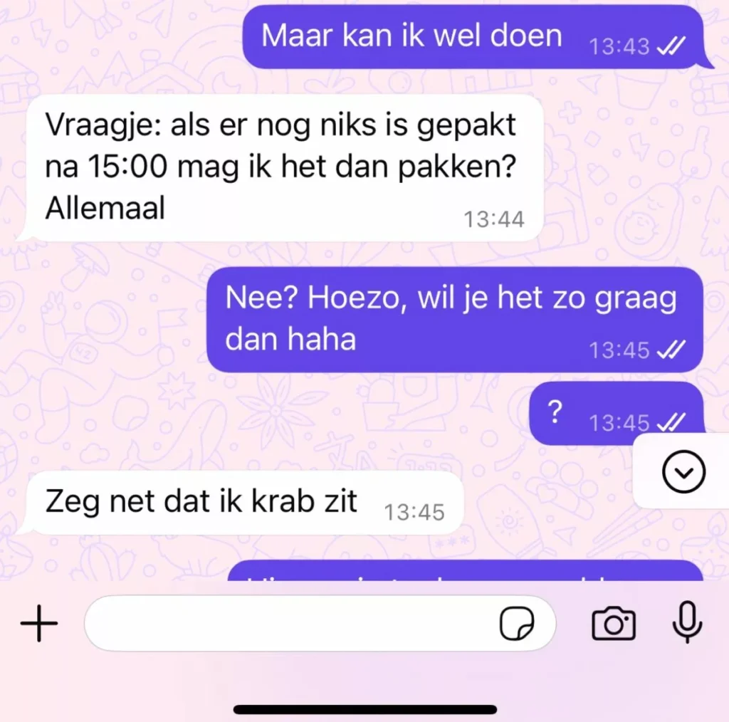 krap bij kas gesprek