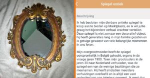 Antieke Spiegel Marktplaats: Vrouw wil zo snel mogelijk er van af vanwege huiveringwekkende reden