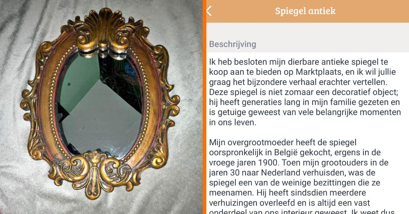 Antieke Spiegel Marktplaats: Vrouw wil zo snel mogelijk er van af vanwege huiveringwekkende reden