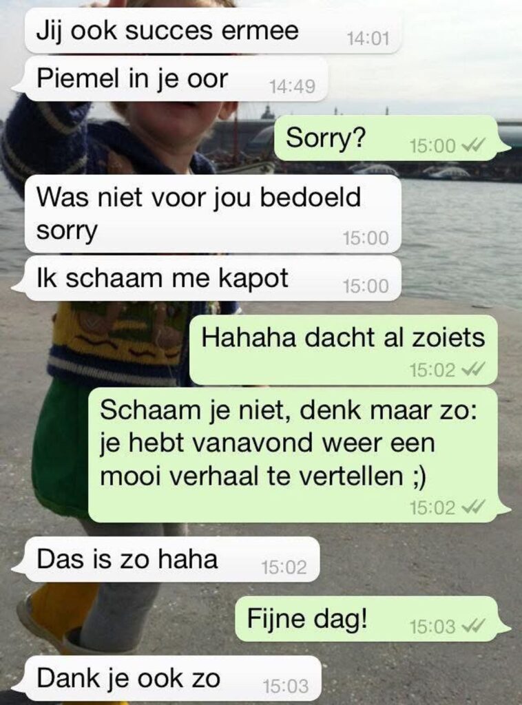 verkeerd verstuurd appje