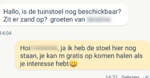 Geïntesseerde kan gratis Marktplaats-strandstoel vergeten door ongelooflijk moeilijk te doen