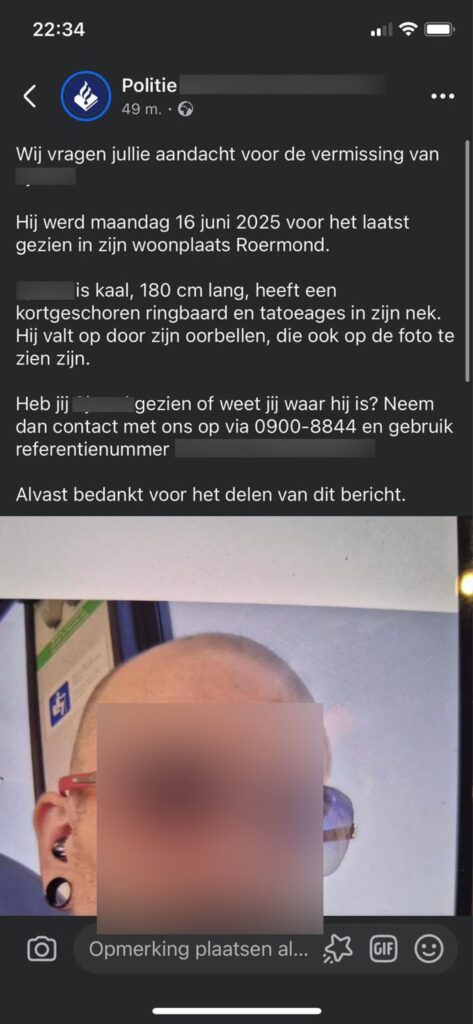 Opsporingsbericht van politie