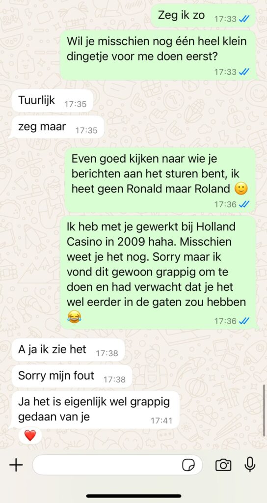 verkeerd verstuurd appje