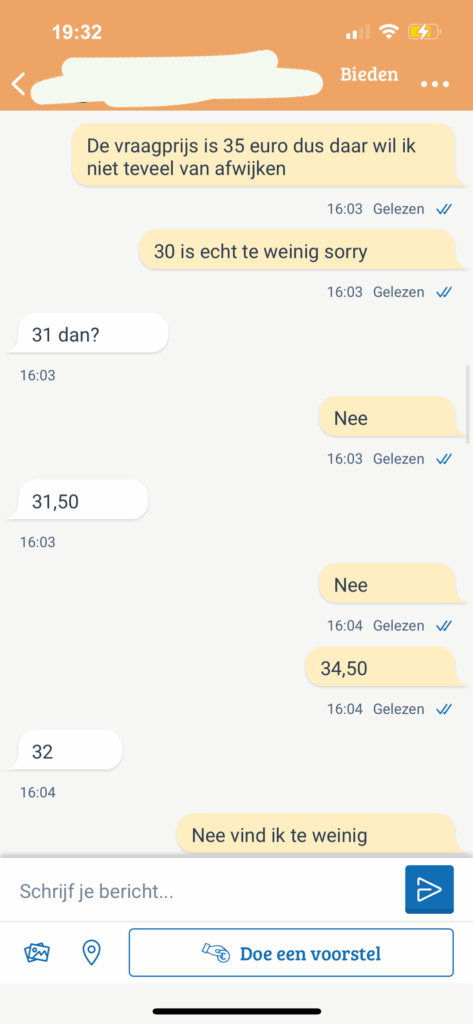 Marktplaats onderhandeling