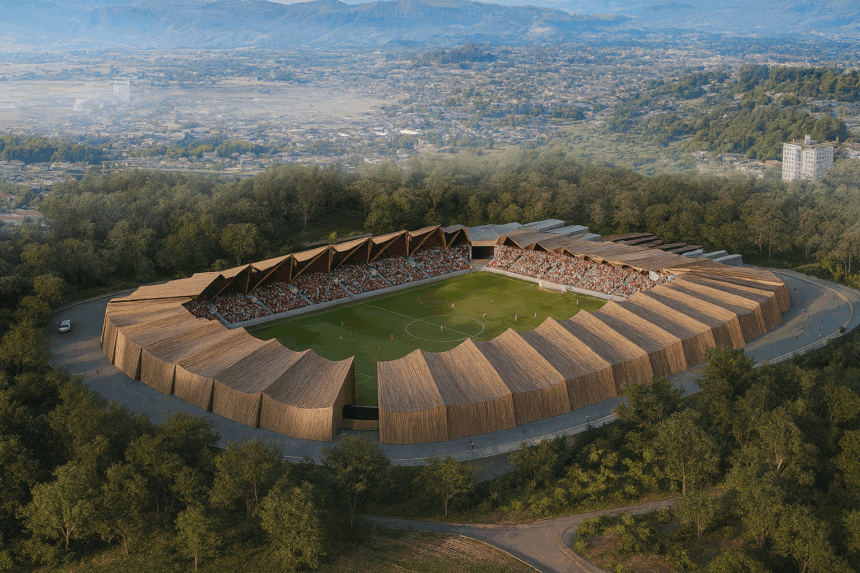 Voetbalstadion van hout