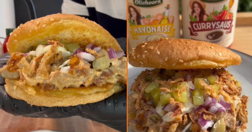 Hoe maak je het broodje frikandelsalade?