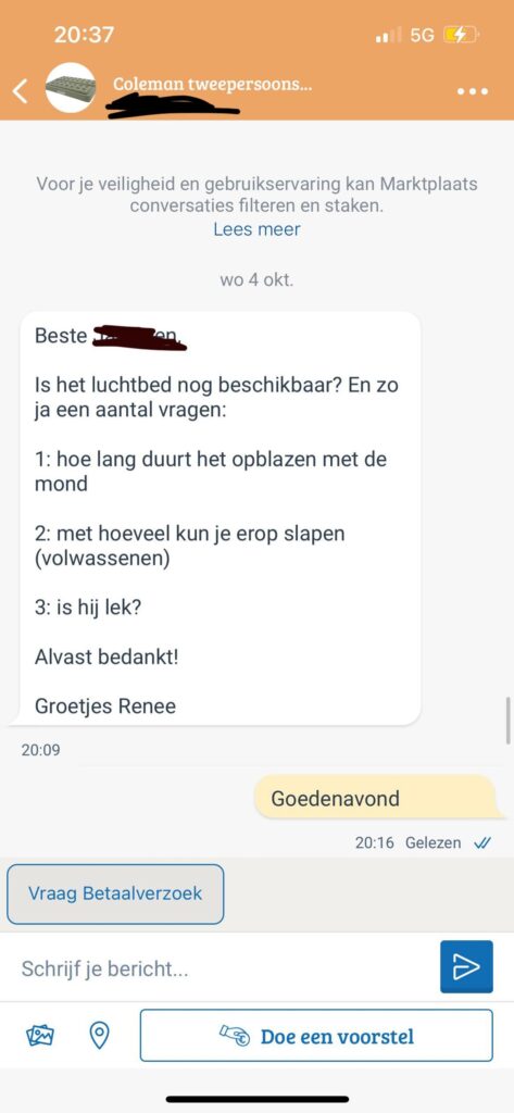 Luchtbed op Marktplaats 