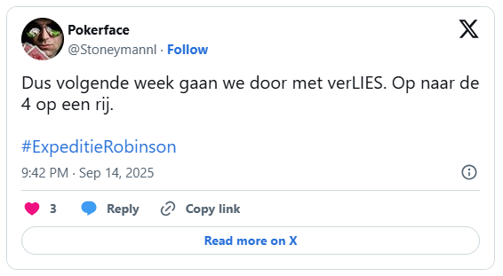 expeditie robinson lies zhara