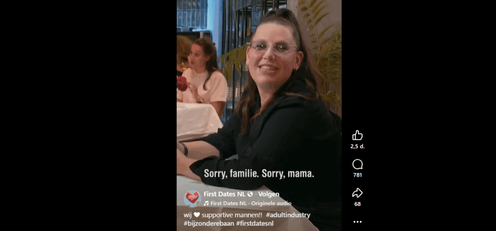 Dame in First Dates maakt pikante baan wereldkundig: 'Sorry mama'