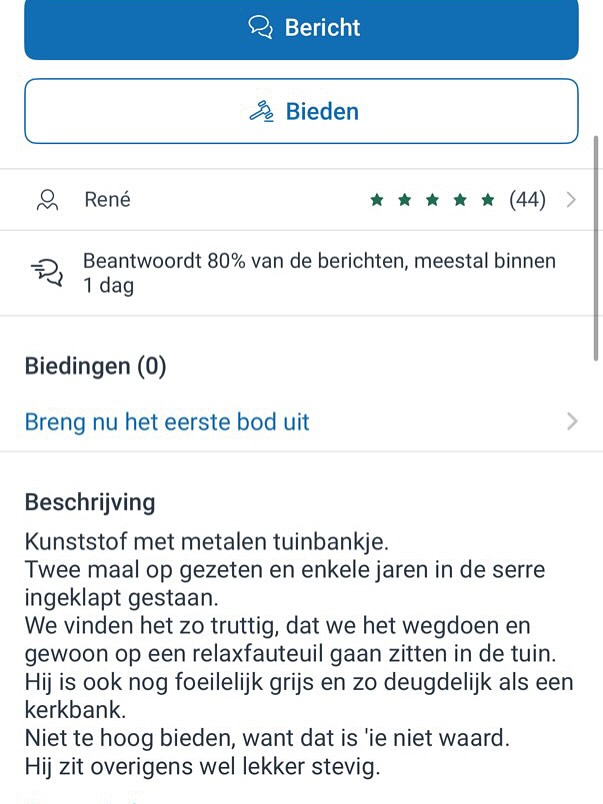 Bankje op Marktplaats