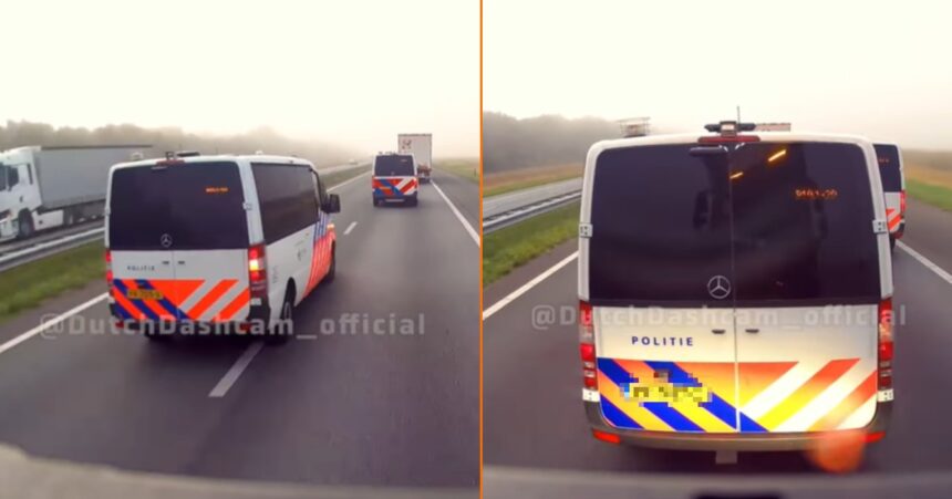 Onhandige actie politie colonne verdeelt het internet: 'Wat is het probleem?!'