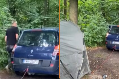 Behulpzame Duitse buren helpen wel even met tentharingen die niet meer los komen