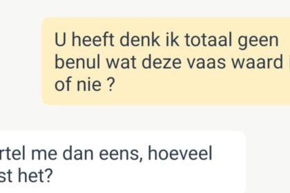 Marktplaatsgesprek loopt uit de hand omdat verkoper 3000% winst probeert te maken op vaas uit kringloopwinkel