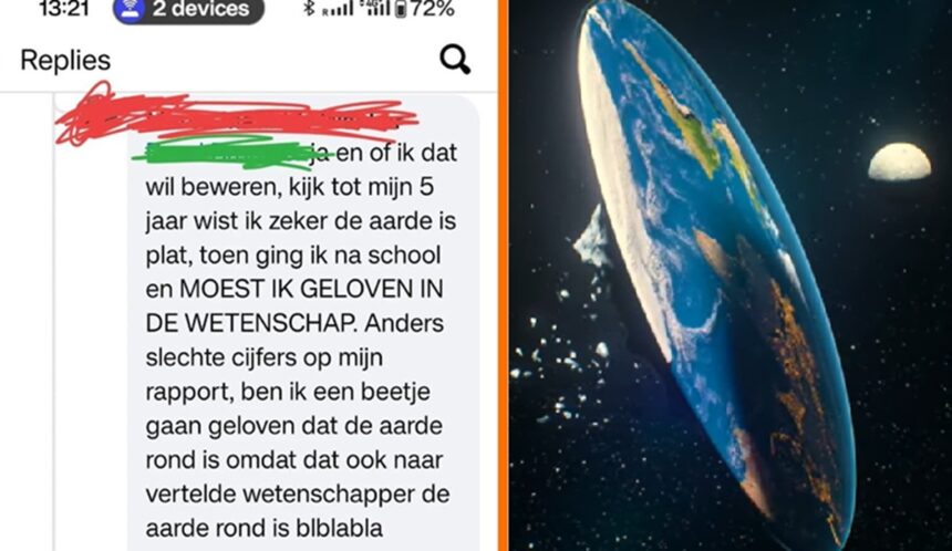 Gast denkt dat aarde plat is omdat hij niet weet hoe een waterpas werkt