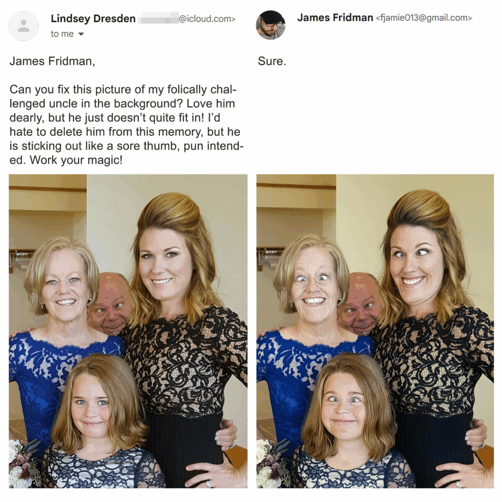 Weer 10 van de meest hilarische fotobewerkingen van Photoshop-legende James Fridman