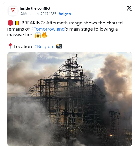 brand hoofdpodium Tomorrowland