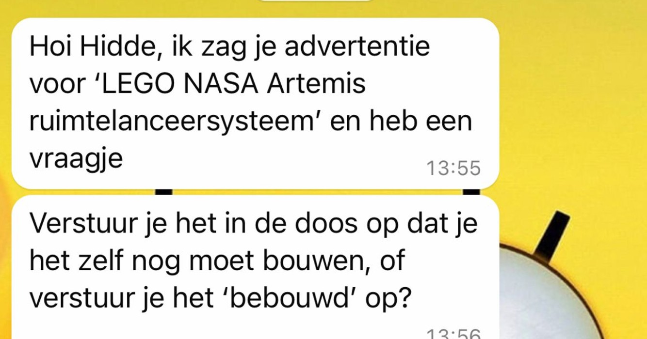 Gast wil Marktplaats LEGO-set overnemen om indruk te maken op de dames maar alleen als hij al afgebouwd is