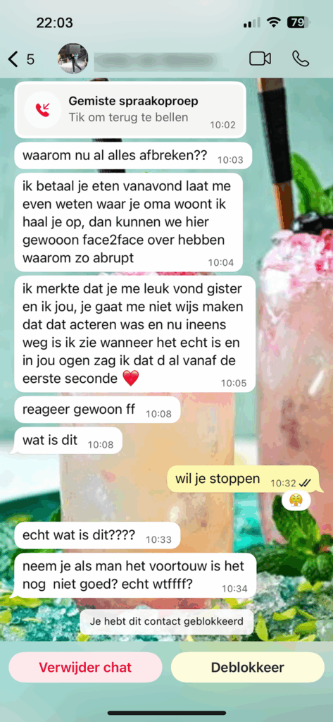 Gast draait ineens helemaal door wanneer dame geen tweede date met hem wil