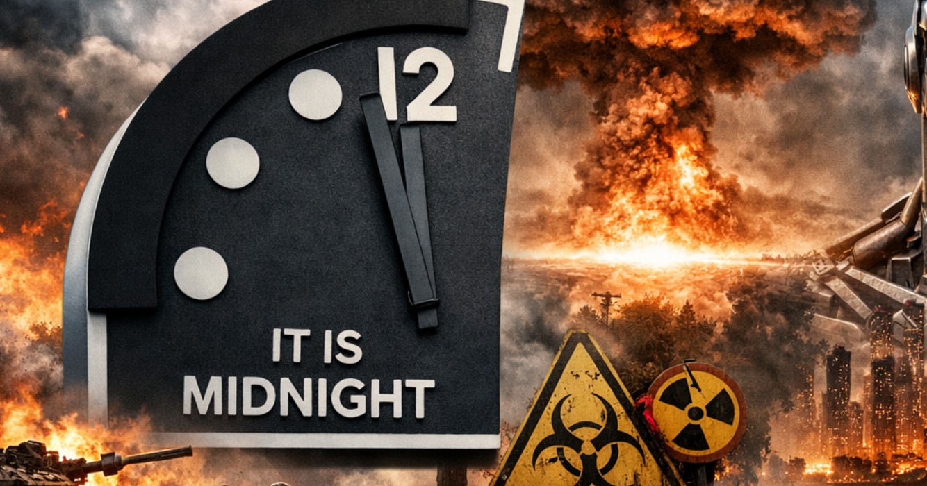 'Doomsday clock' maakt weer een sprong vooruit en staat nu dichterbij 0:00 dan ooit