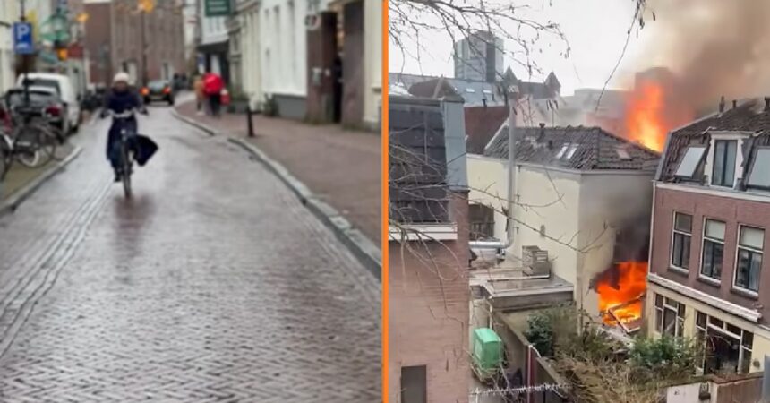 Fietser filmt puur toevallig moment van explosie in Utrecht