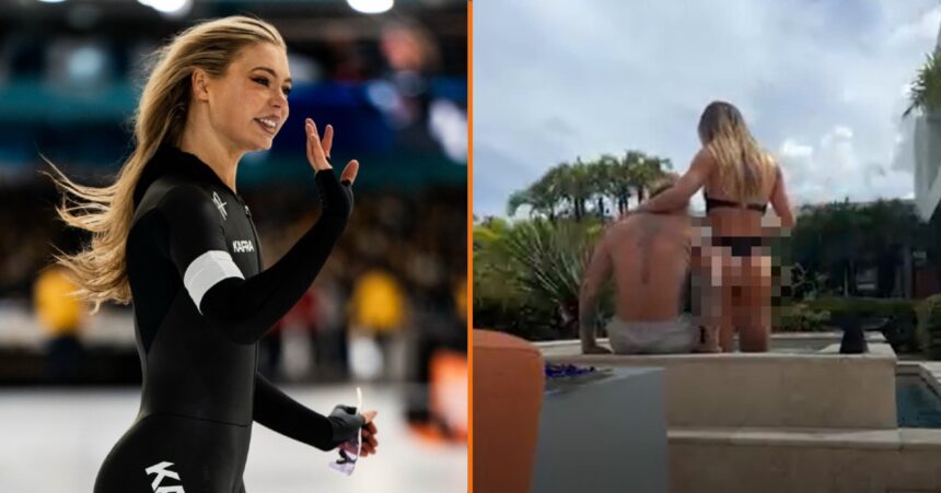 Jutta Leerdam ruilt schaatspak weer in voor zwempak en volgers zijn een klein beetje afgeleid