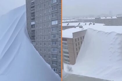 extreme sneeuwval stad in rusland
