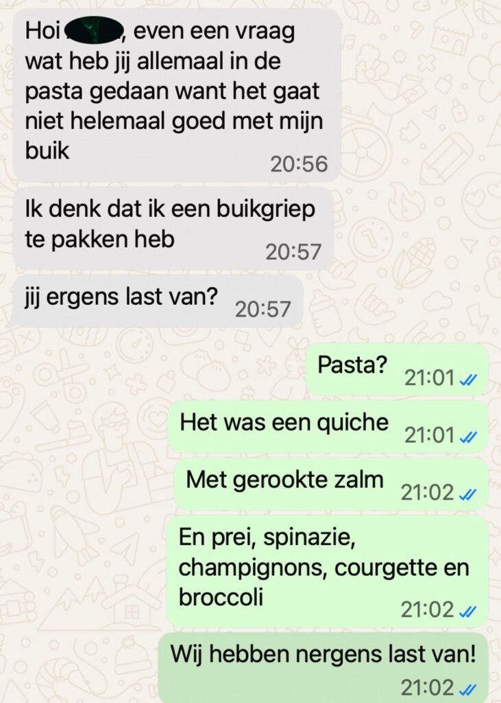 Lichtelijk gestoorde schoonzus gaat uit haar plaat omdat ze 'buikgriep' heeft gekregen van quiche