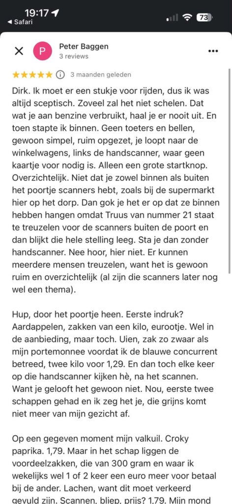 Hilarische review van Peter die boodschappen ging doen bij de Dirk in Spijkenisse gaat knetterviral