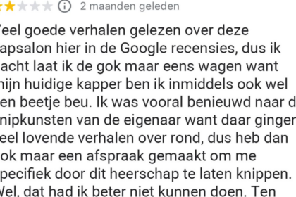 Woedende review na mislukt kappersbezoek gaat viral: 'Leek wel op Ferri Somogyi'