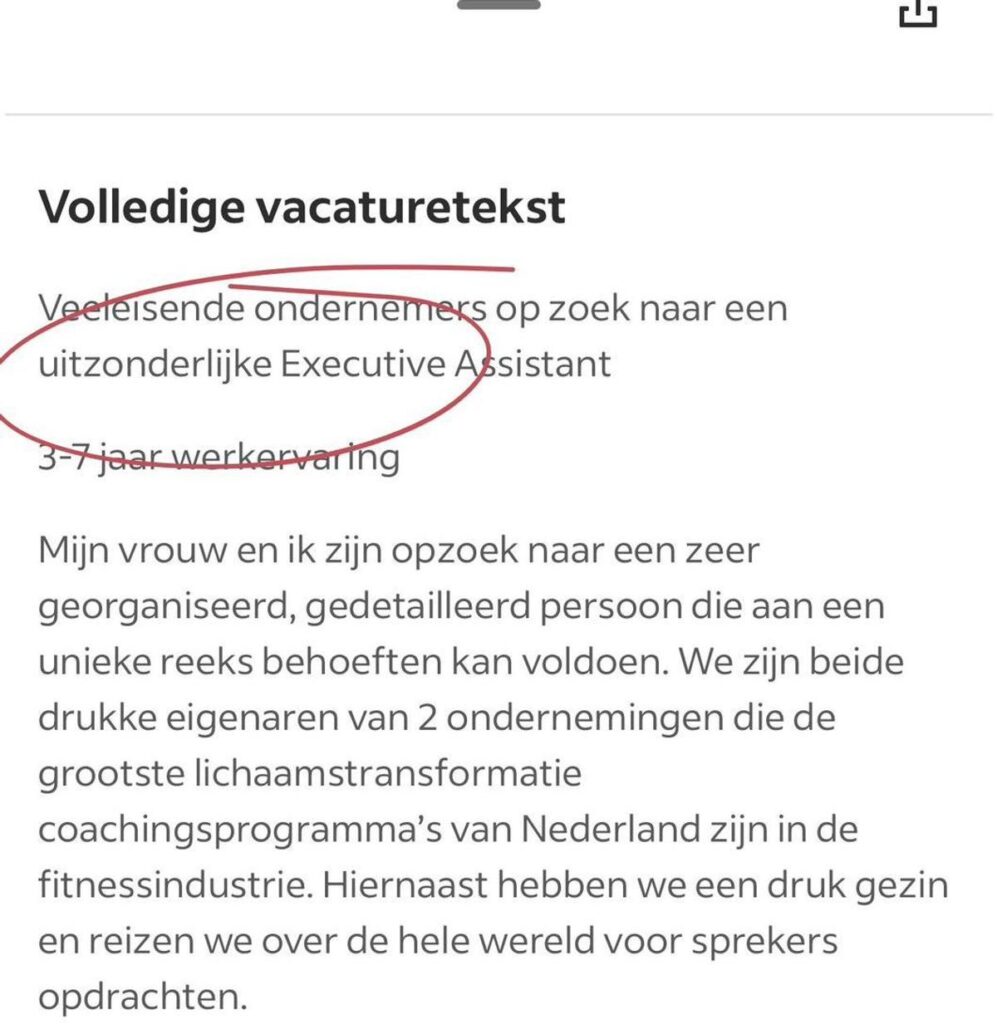 Ondernemers-echtpaar publiceert vacature met eisen waar je stijl van achterover slaat
