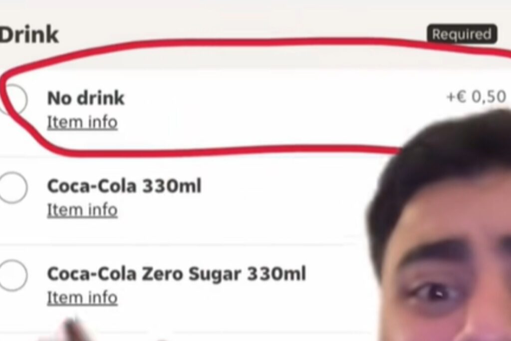 Thuisbezorgd zorgt voor verbazing: 50 cent betalen als je géén drinken besteld