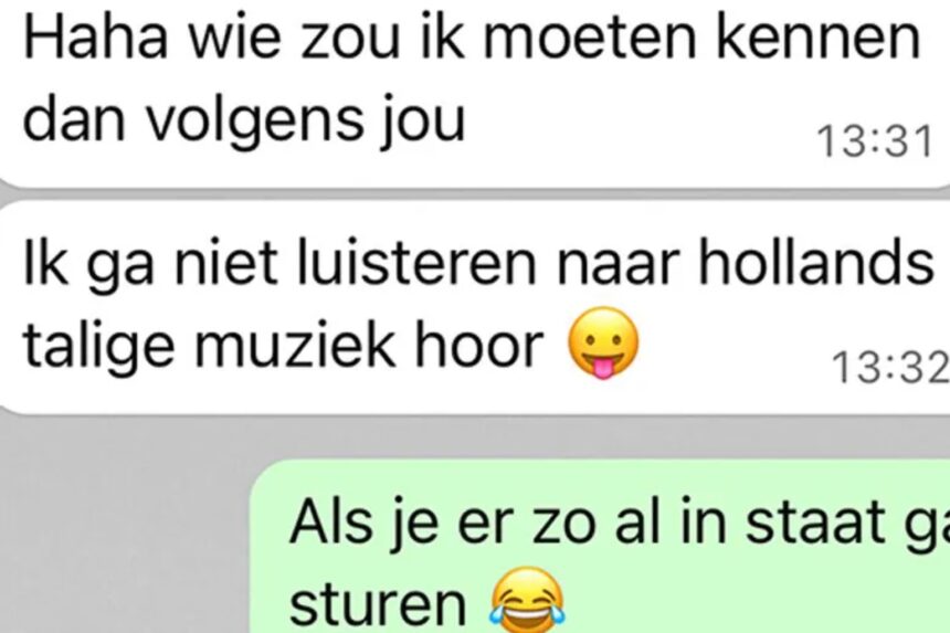 Online datingchat loopt op niets uit omdat gast 'Hollands talige muziek' veel te plat vindt