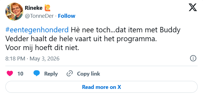 Buddy Vedder een tegen 100