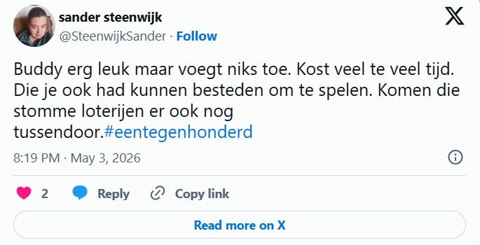 Buddy Vedder een tegen 100