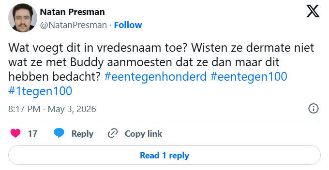 Buddy Vedder een tegen 100